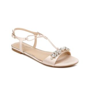 Jewel Badgley Mischka Paulina Crystal Adorned Flat Sandals
